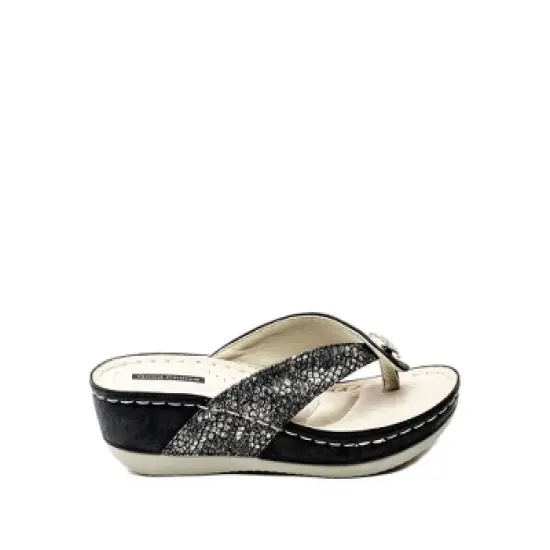 GC Shoes Dafni Embellished Two-Tone Comfort Slide Wedge Sandals image {1}