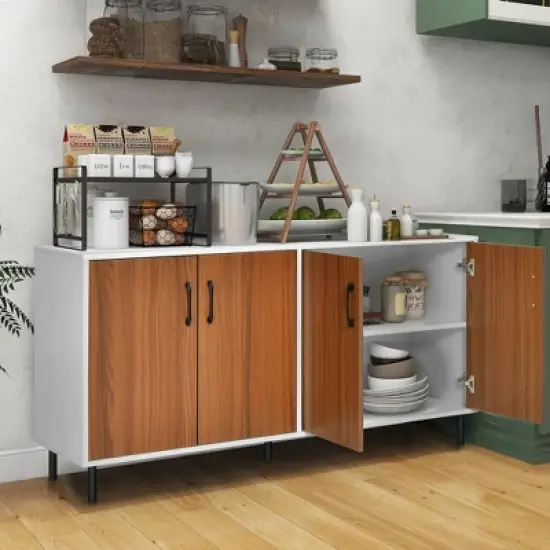 Costway Buffet Server Sideboard Kitchen Storage Cabinet Cupboard with Shelves & 4 Doors image {4}