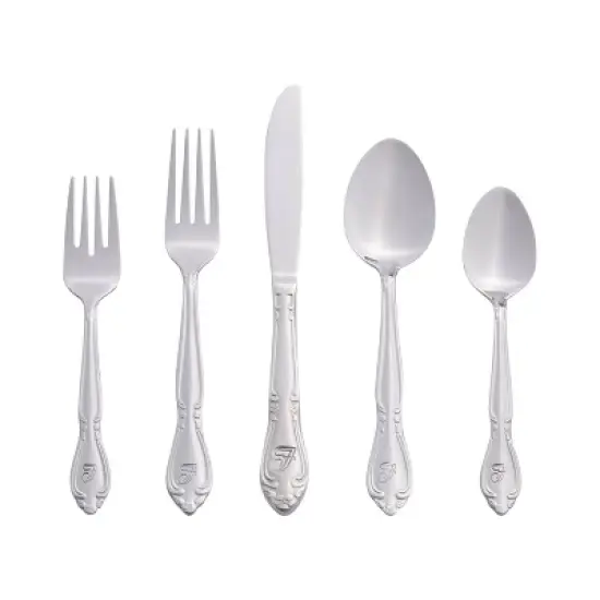 RiverRidge Rose Flatware 46pc Monogrammed Stainless Steel Silverware Set for 8 image {14}