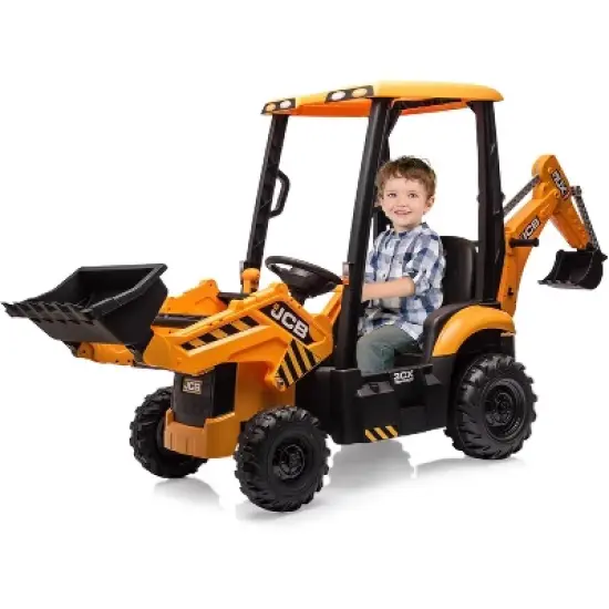 12V Licensed JCB Ride-On Excavator for Kids, 4-in-1 Electric Digger Toy with Remote Control, Front Loader, Shovel & Tent, Powered Ride-On Car image {8}