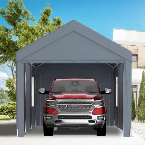 10&times;20 FT Garage, Portable Garage with Roll-up Doors and Ventilated Windows, Galvanized Steel Frame and PE Canopy-Coolbibila image {7}