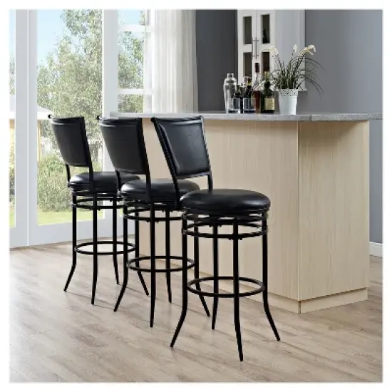 Rachel Swivel Barstool Black with Cushion - Crosley image {1}