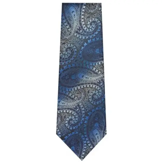 TheDapperTie Men's Blue And Black Paisley Necktie with Hanky image {1}