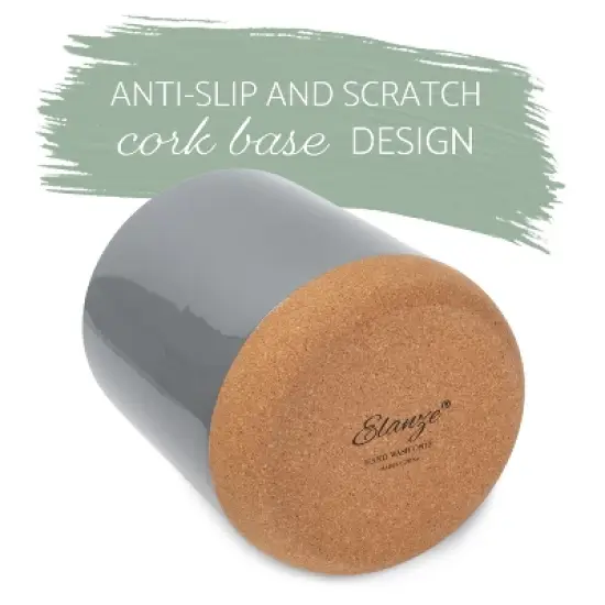 Elanze Designs Rise and Shine It's Coffee Time Barista Ceramic Cork Bottom Gray Large Capacity Utensil Holder Crock for Countertop Storage, Stylish & image {2}