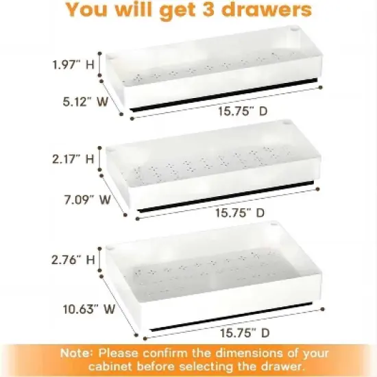 Pull Out Cabinet Organiser, Slide Out Drawer for Kitchen Cupboard, Roll-Out Extendable Sliding Drawer, No Need Drill and Nailing image {1}