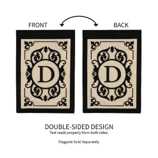 Evergreen Flag Cambridge Chic Letter D Monogram Applique Garden Flag - 12.5" Wide x 18" High image {3}