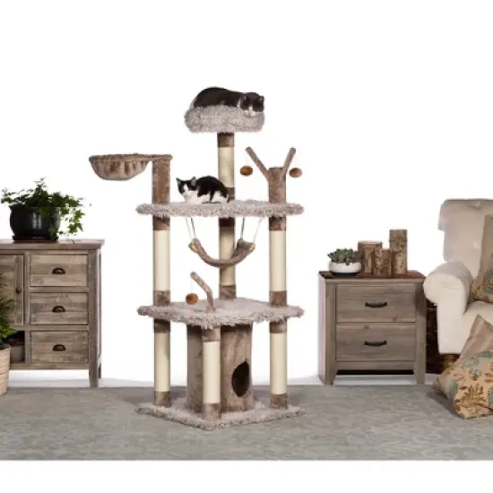 Prevue Pet Products Kitty Power Paws Plush Siberian Mountain in Frost Tan 7313 image {7}