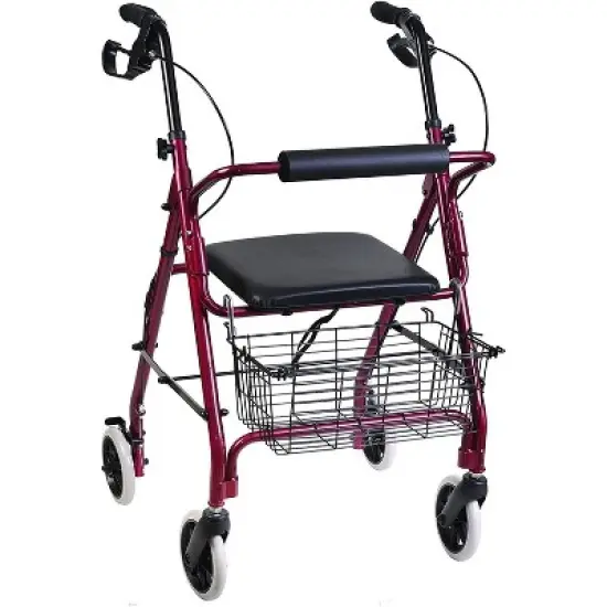 DMI Ultra Lightweight Folding Aluminum Rollator Walker with Adjustable Handle Height, FSA and HSA Eligible image {4}