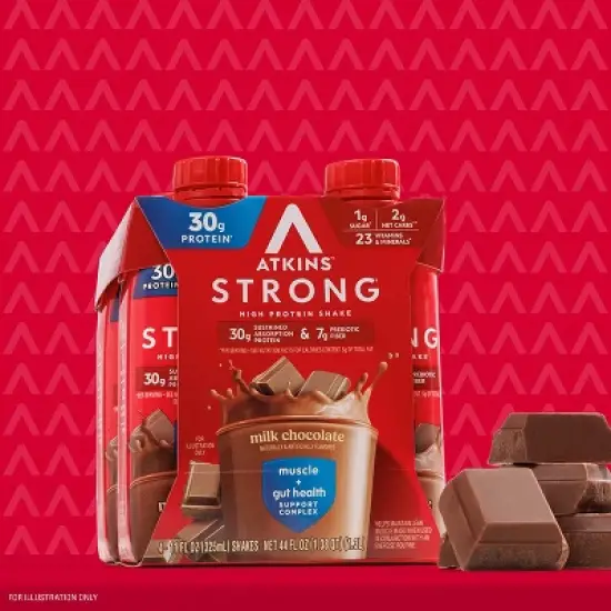 Atkins Strong 30g High Protein Shake - Milk Chocolate - 44 fl oz/4pk image {2}