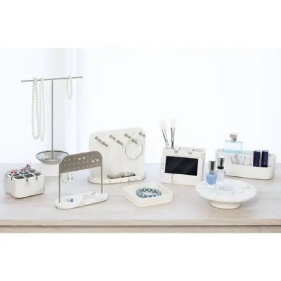 iDESIGN Dakota Two-Tier Organizer White: Resin Vanity Storage for Perfume & Skincare image {5}