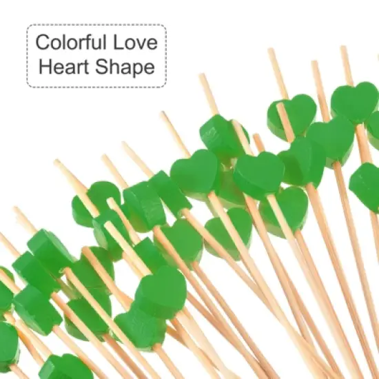 Unique Bargains Decorative Drinks Appetizer Bamboo Heart Cocktail Toothpicks 100 Pcs image {3}