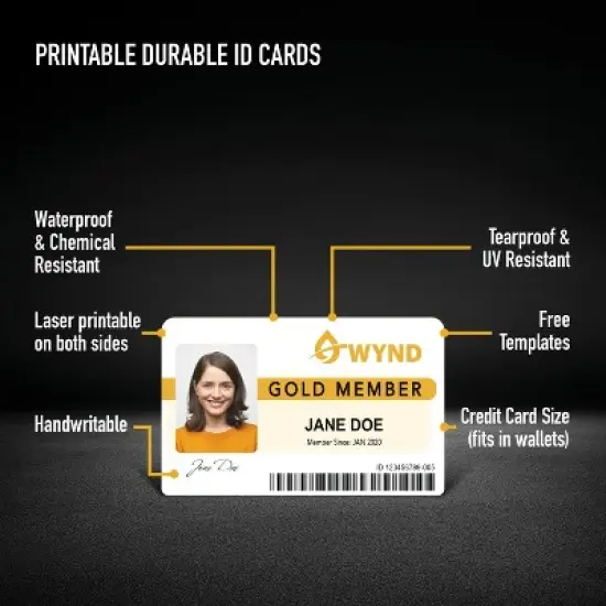 Avery Durable ID Cards, Laser Printable on Both Sides, Blank White, 80 Total, 2.125" x 3.375" (61610) image {4}