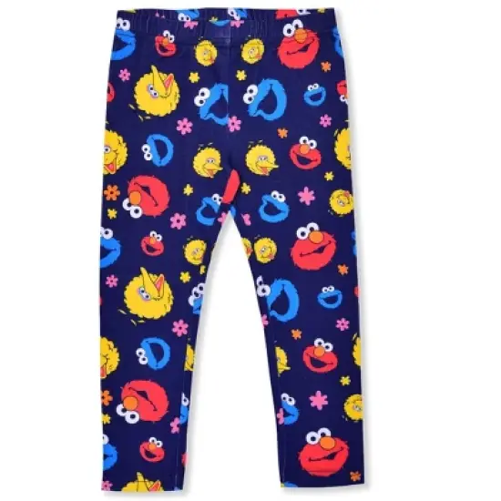 Sesame Street Girl's 3-Pack Elmo Graphic Tee, Zip Up Hoodie and Legging Pant Set for toddler image {5}
