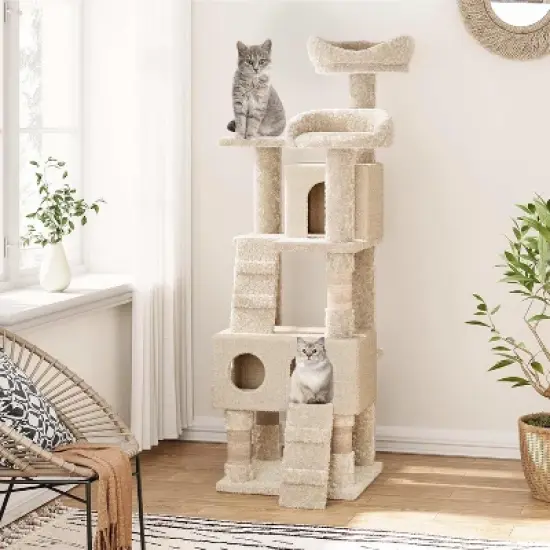 Tall Cat Tree Tower for Large Indoor Cats, Multi-Level Condo with Plush Perch & Sisal Posts image {7}