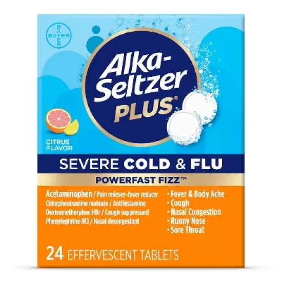 Alka-Seltzer Plus PowerFast Fizz Severe Cold & Flu Treatment - Citrus - 24ct image {8}