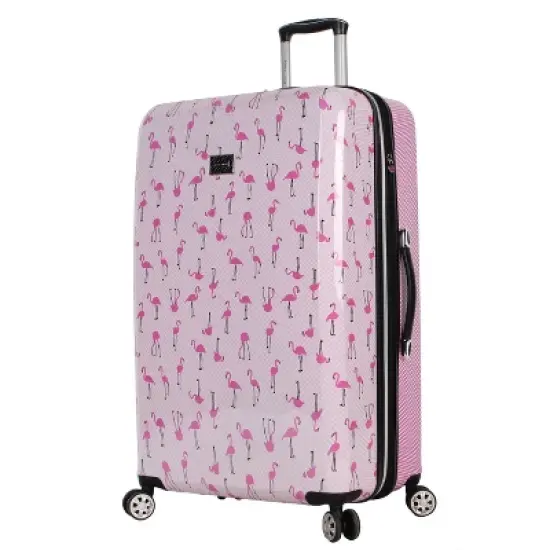 Betsey Johnson Expandable Hardside Large Checked Spinner Suitcase image {7}