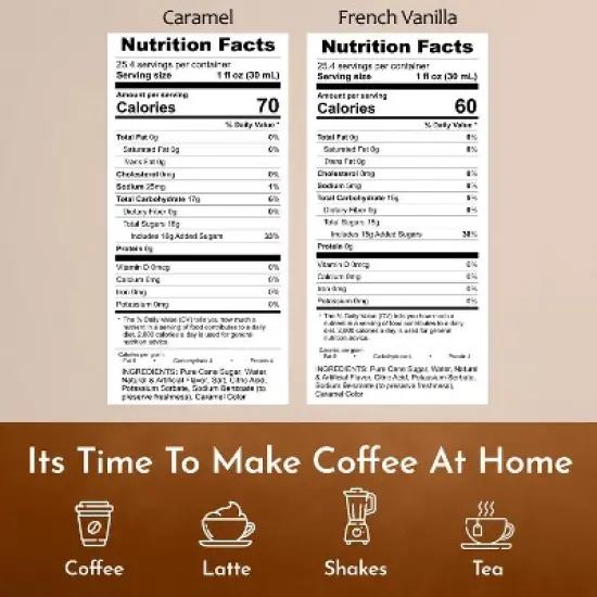 Syruvia Coffee Flavors Variety Pack: Caramel & French Vanilla 25.4 fl oz Syrup image {2}