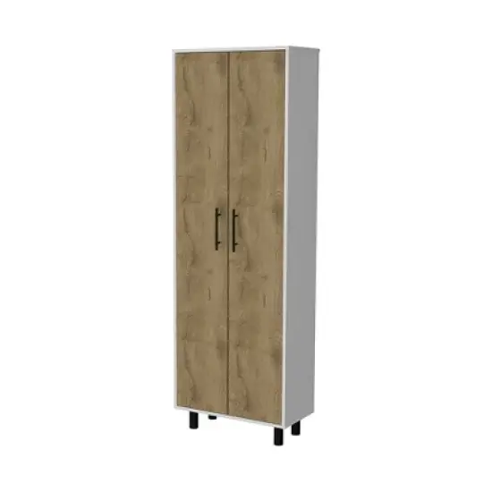 Gulches Tall Pantry Cabinet - 5-Shelf Cupboard Storage Organizer with Double Long Doors, Metal Handles & Legs 22.4"W X 11"D image {4}