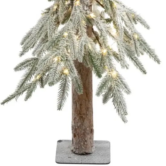 Northlight Pre-Lit Flocked Battery Operated Alpine Artificial Christmas Tree - 3' - Clear LED Lights image {4}