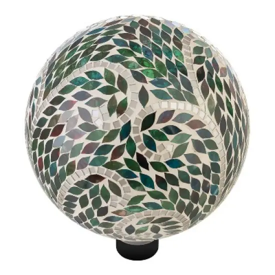 12" Mosaic Glass Gazing Globe with Scroll Pattern - Alpine Corporation: Outdoor Decorative Sphere image {2}