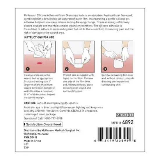 McKesson Lite Adhesive Silicone Foam Dressing No Border Sterile image {3}