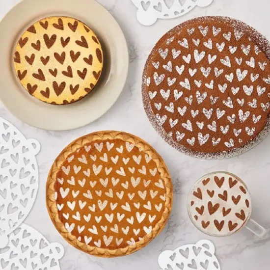 Talisman Designs Multi-Use Baking Stencils, Hearts Design, Set of 4 sizes, 3.5 inch, 5 inch, 8 inch, & 10 inch, White image {2}