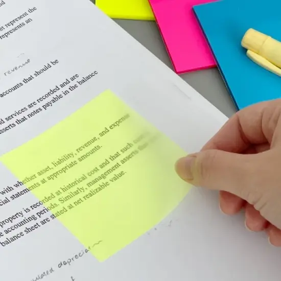 Wrapables Transparent Sticky Notes, Waterproof Self-Adhesive Memos for Home, School, Office (Set of 5), Multicolor image {3}