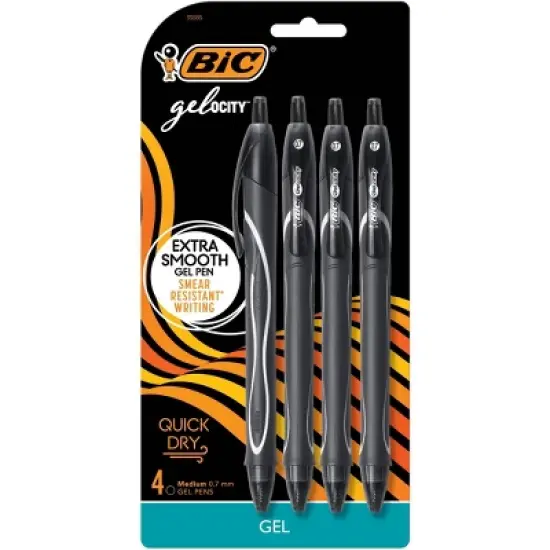 BIC Gel-ocity 3pk Gel Pens Medium Black Ink: Quick Drying 0.7mm School Supplies, Art & Office Stationery image {8}
