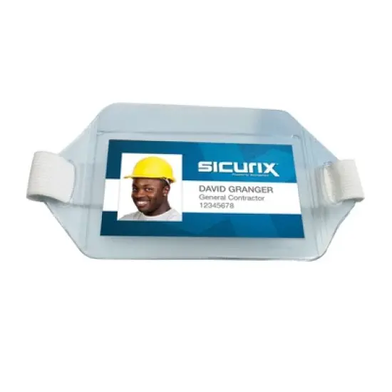 SICURIX Armband Badge Holders Elastic Strap, Horizontal, Clear, Pack of 12 image {2}
