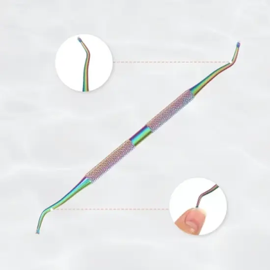 Unique Bargains Stainless Steel Double Head Cuticle Pusher Set Assorted Color 3 Pcs image {2}