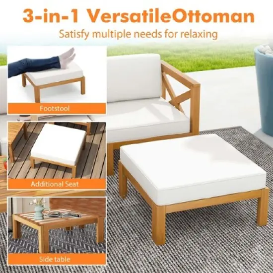 Costway 5 PCS Outdoor Conversation Furniture Set with 3 Chairs 1 Ottoman 1 Coffee Table image {7}
