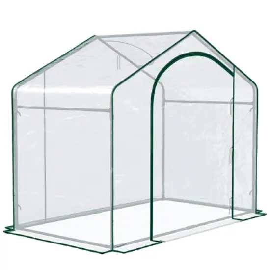 Outsunny 71'' x 39'' x 66'' Walk In Greenhouse Portable Hot House for Plants with Zippered Door and Top Window for Outdoor, Garden, Patio, PVC Cover image {4}