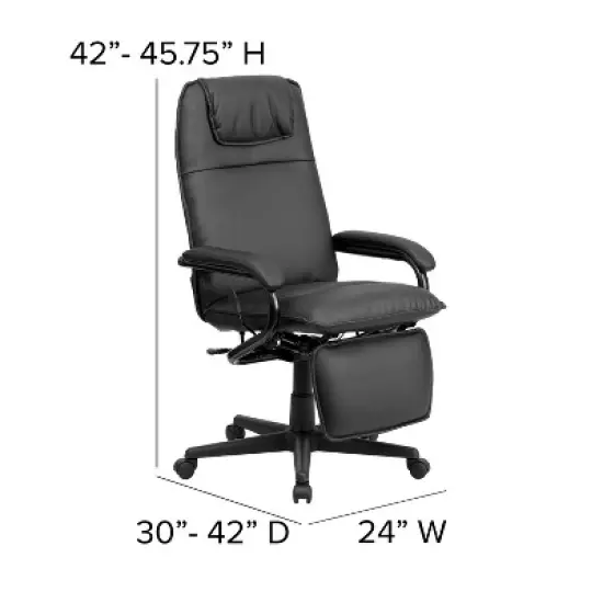 Emma and Oliver High Back Black LeatherSoft Executive Reclining Ergonomic Office Chair with Arms image {3}