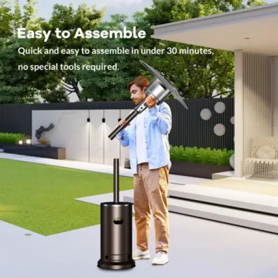 48,000 BTU Propane Patio Heater with Wheels, Round Table Design, Stainless Steel Burner, Tip-Over Protection for Home,  Commercial, Bro image {5}