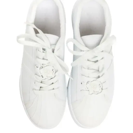 Unique Bargains Shell-Imitating Center Pearls Flowers Shoelace Charms 1 Pair image {1}