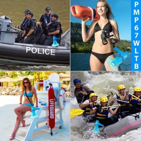 Pyle Megaphone Speaker with Built-in Siren & LED Lights - PMP67WLTB, 50W, Wireless Handheld PA System image {7}