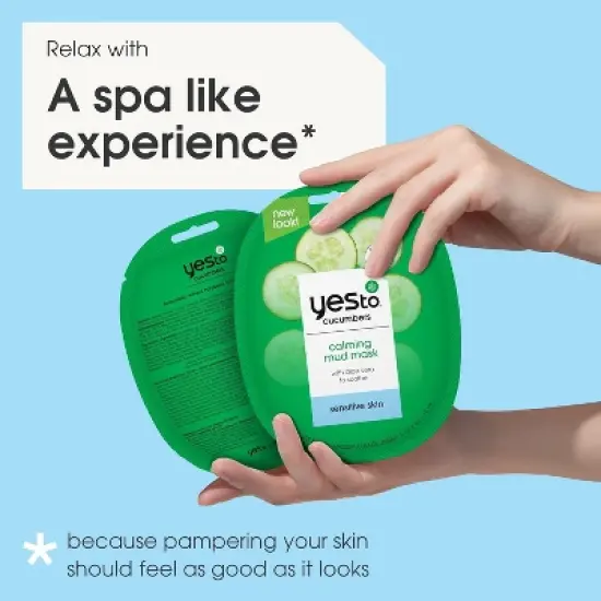 Yes To Cucumbers Calming Mud Mask with Aloe Vera for Sensitive Skin, 3 Pack image {2}