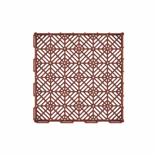 Nature Spring Interlocking Open Patterned Terracotta Patio and Deck Flooring Tiles - Set of 6 image {4}
