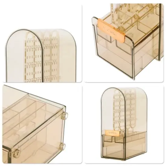 Unique Bargains Dust-proof Makeup Organizer with 1 Drawers for Lotions Cream Brown 1 Pc image {3}