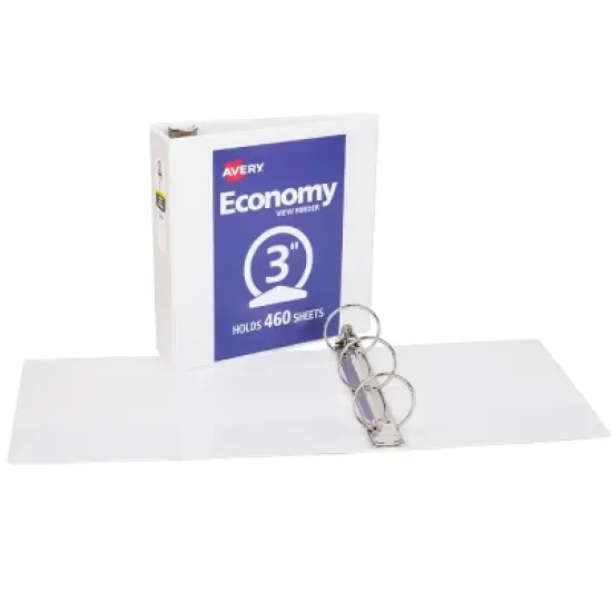 Avery Economy View 3 Ring Binder, 3" Round Rings, 1 White Binder (05800) image {5}
