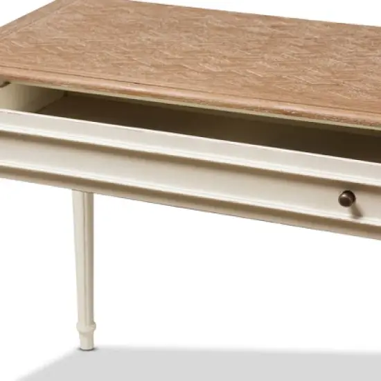 Marquetterie French Provincial Weathered Oak Wash Writing Desk White - Baxton Studio image {3}