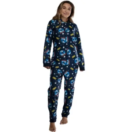 Polar Express Adult Believe Hooded One-Piece Footless Sleeper Union Suit image {1}