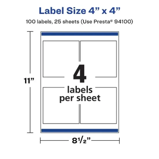 Avery Matte White Square Labels, 4" x 4" image {4}
