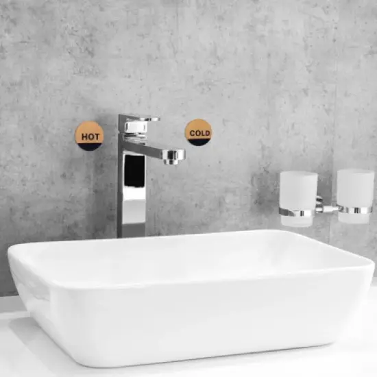 Unique Bargains Acrylic Decor Home Sink Round Self Stick Hot/Cold Water Label image {3}