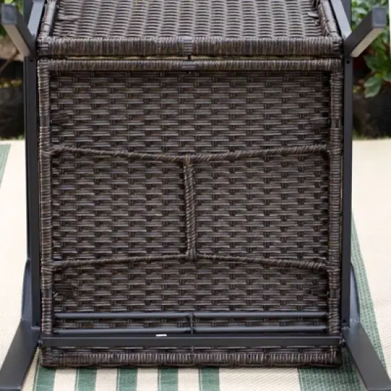 5pc Patio Dining Set with Rattan Arm Chairs & Square Faux Wood & Steel Tabletop - Captiva Designs image {19}