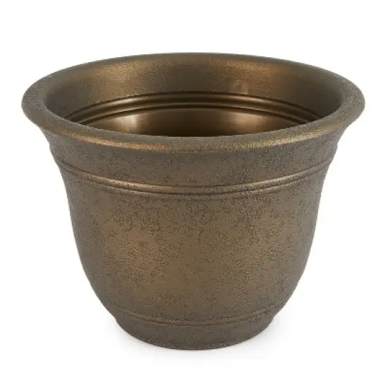 HC Companies SRA10001P02 Sierra 10 Inch Self Watering Round Weather Resistant Plastic Resin Flower Garden Planter Pot Container, Celtic Bronze image {4}