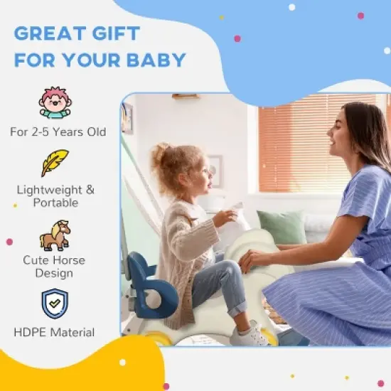 4 in 1 Rocking Horse for Toddles 2-5 Years, Baby Ride on Horse with Detachable Push Handle & Balance Board-3irtyhousy image {6}