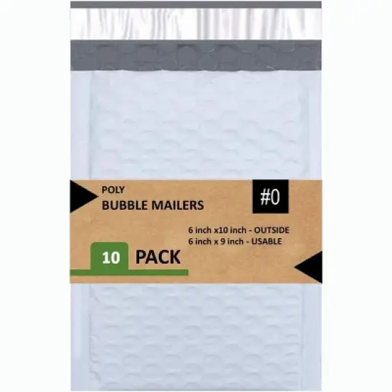 Link Size #0 6"x10" Poly Bubble Mailer Self-Sealing Waterproof Shipping Envelopes Pack Of 10/25/50/100/250 image {6}
