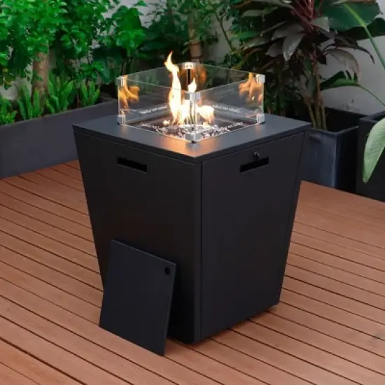 LeisureMod Chelsea Aluminum Modern Outdoor Propane Fire Pit Table with Lid, Sleek Design for Patio, Deck, Garden, Backyard, Lounge, or Poolside Area image {1}