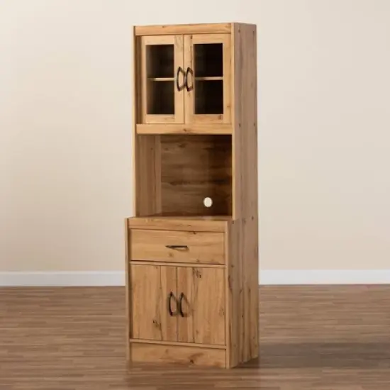 Laurana Wood Kitchen Cabinet and Hutch Oak Brown - Baxton Studio image {6}